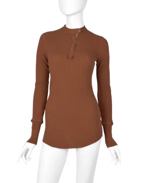 Jean Paul Gaultier Vintage AW 1999 Terracotta Rust Henley Thermal Top