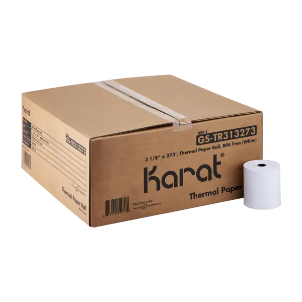Karat 3 1/8" x 273' Thermal Paper Rolls, White - 50 pcs