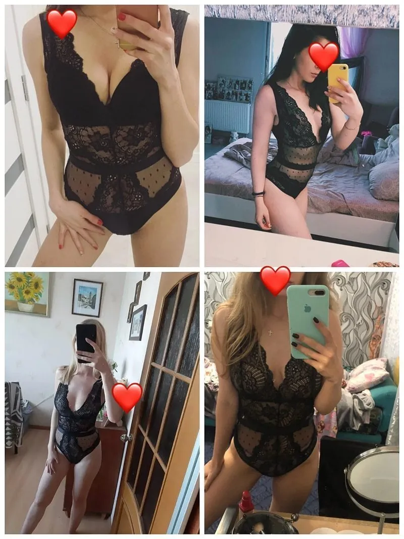 Lace Bodysuit Floral Embroidery Deep V Neck
