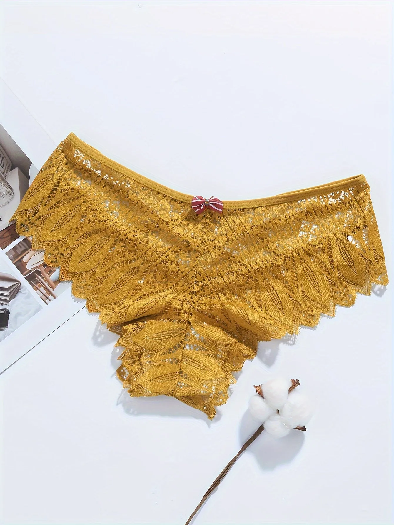 Lace Bow Thongs Chic Comfy  Seductive Low Waist Panties