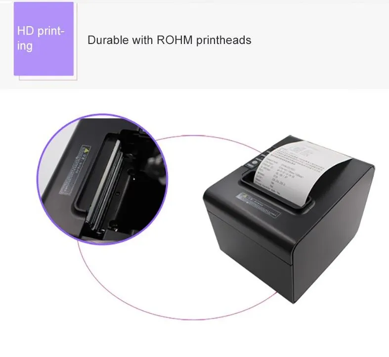 LogicOwl USB 80mm Thermal Receipt Printer POS System and Components with 230mm/sec Print Speed, 203dpi / 576dots Print Resolution, USB RS232 RJ45 Interface - Support Windows and Linux OS