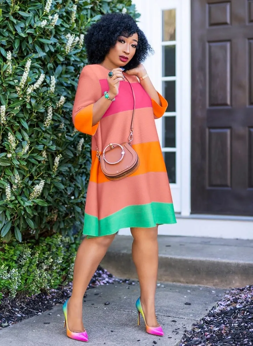 Malinda- Color Block Swing Dress (NEW)