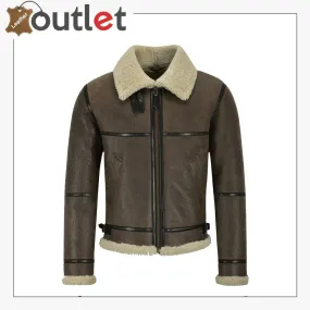 Men B3 Brown Air Force Leather Shearling Jacket