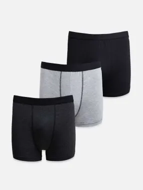 Men's 3 Pack Plain Solid Cotton Stretch Boxers,Multi