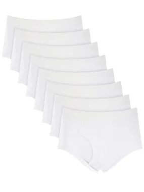 Men's 8 Pack Plain Briefs Set,White