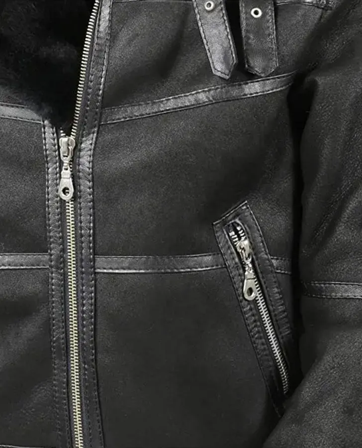Men's Aviator B16 Sheepskin Black Shearling Jacket