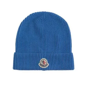 Moncler Logo Beanie Blue
