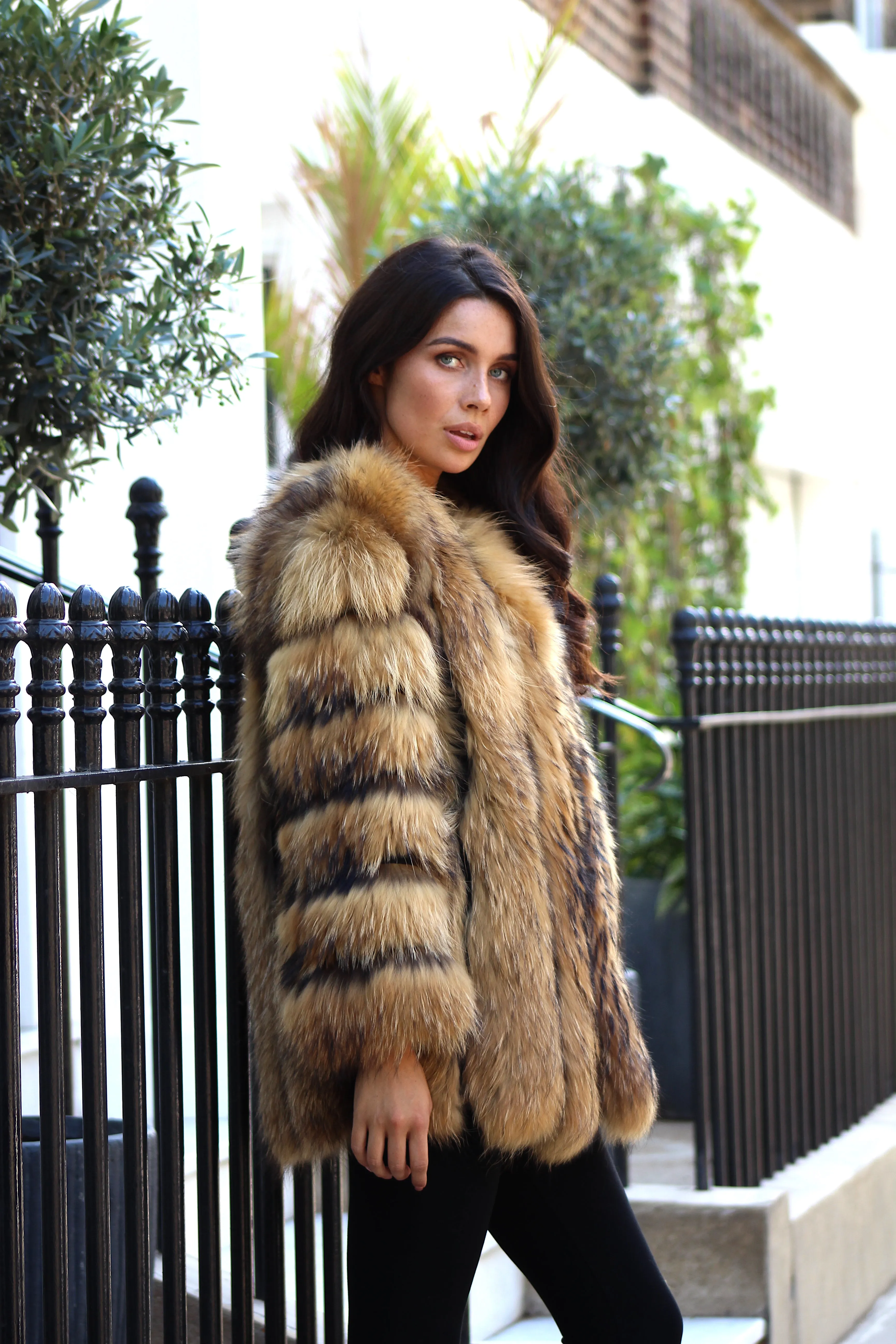 Natural Long Raccoon Coat