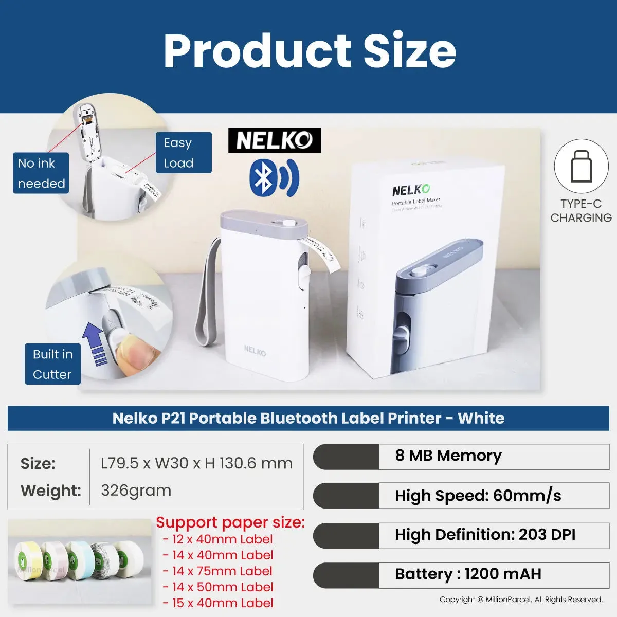 NELKO Thermal Printer | POLONO Name Label Printer