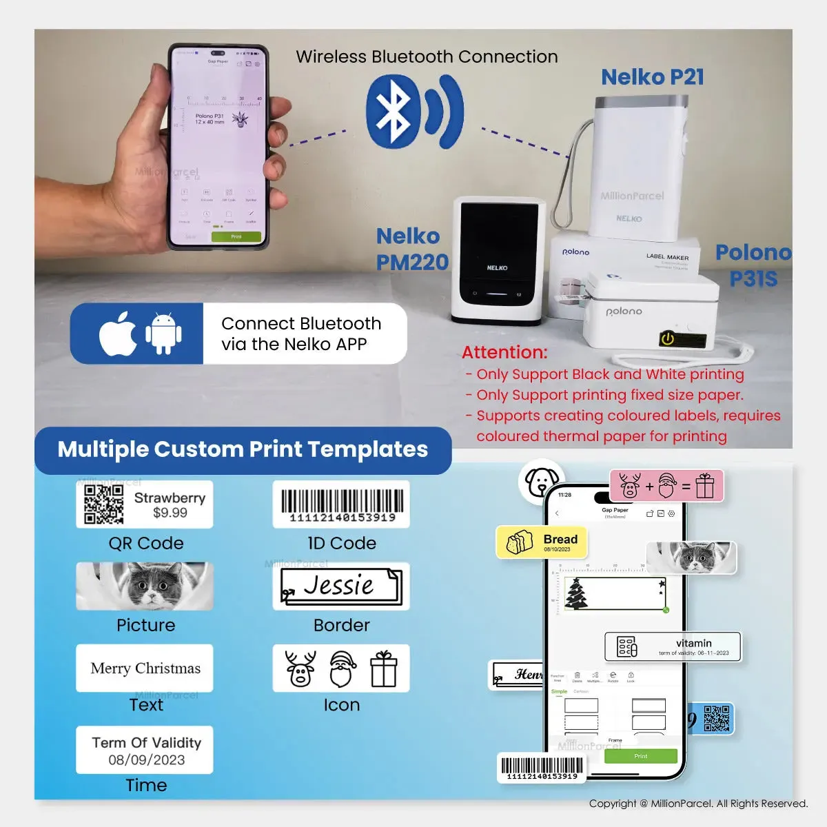 NELKO Thermal Printer | POLONO Name Label Printer