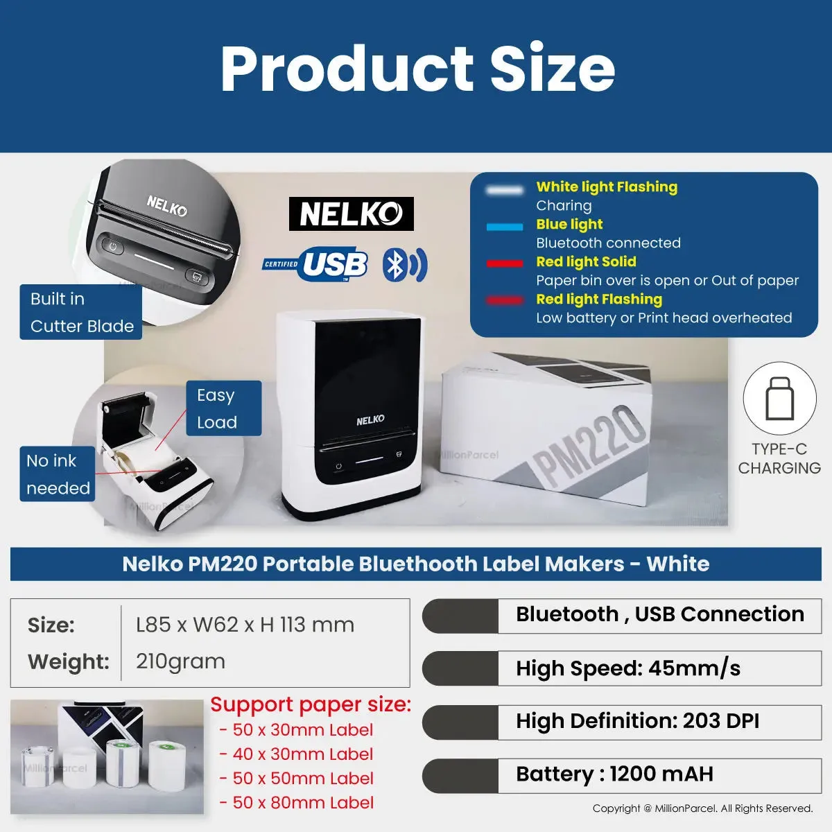 NELKO Thermal Printer | POLONO Name Label Printer