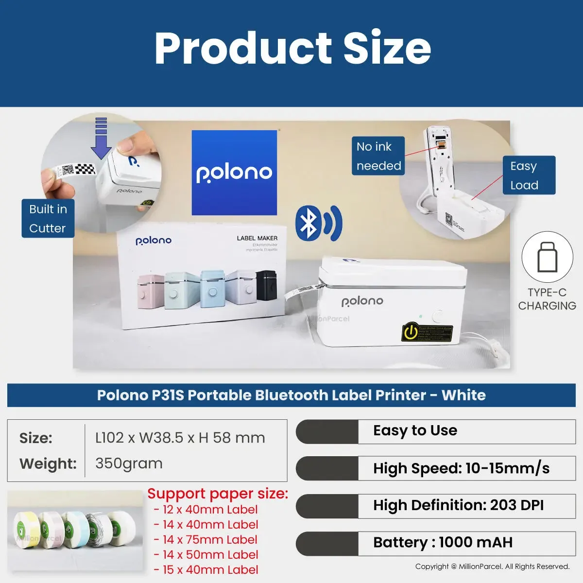 NELKO Thermal Printer | POLONO Name Label Printer