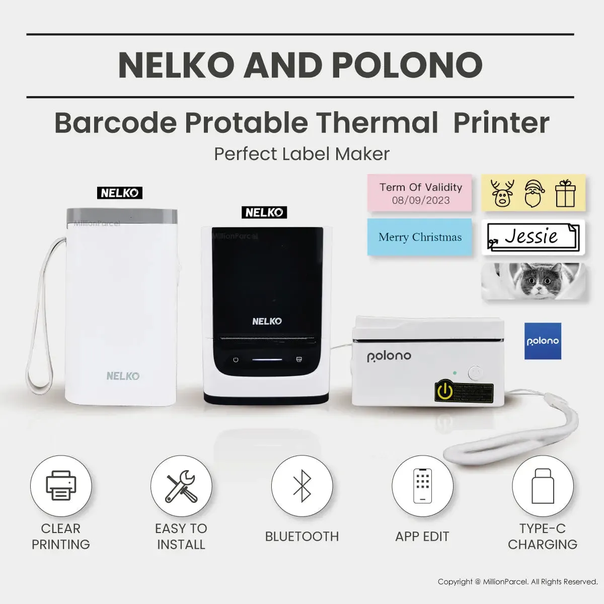 NELKO Thermal Printer | POLONO Name Label Printer