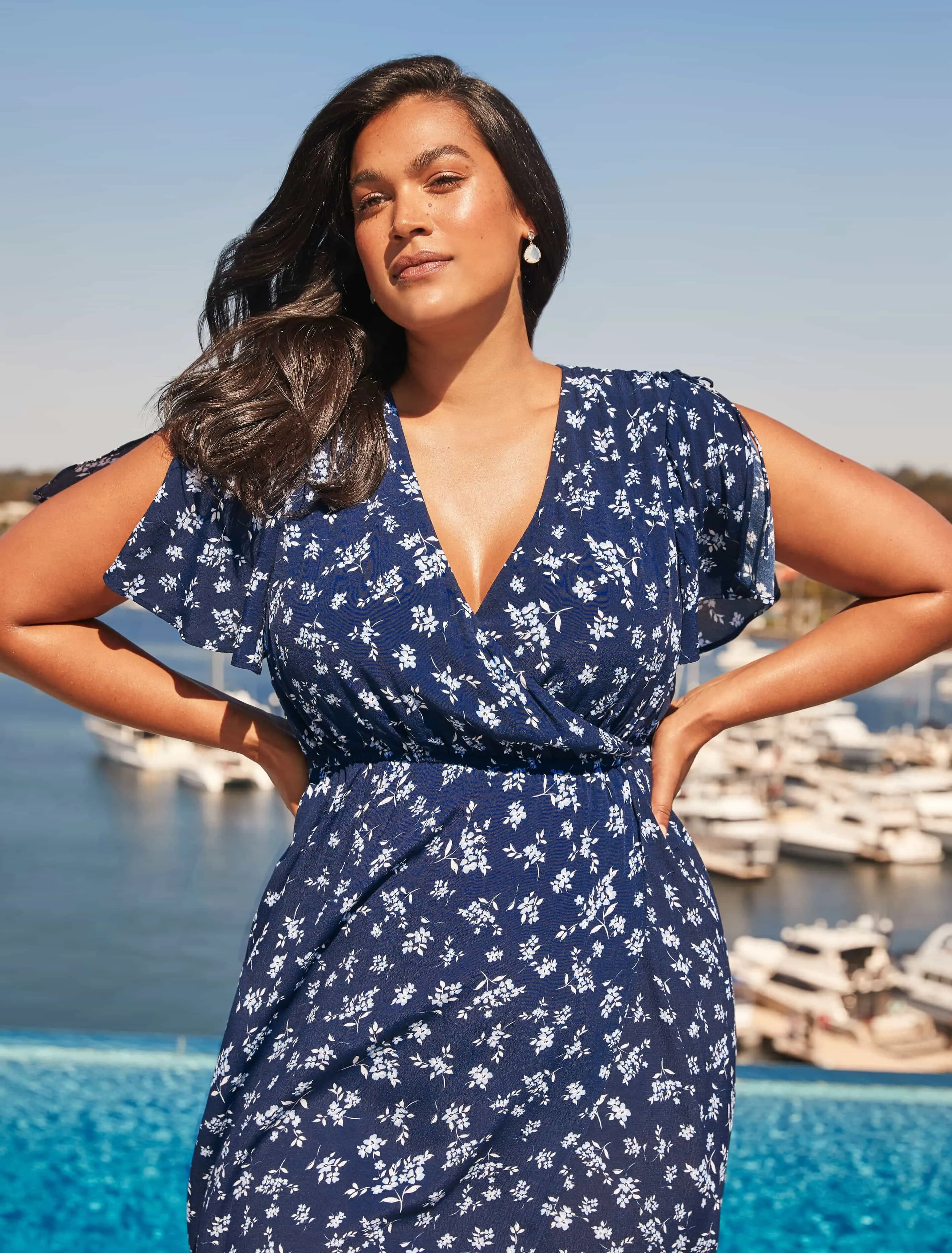 Ollie Shirred Curve Wrap Dress