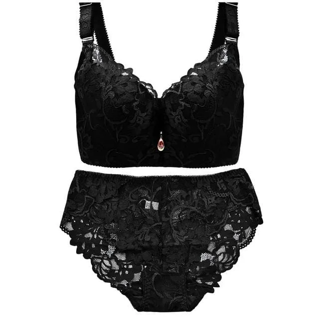Plus Size Sexy Nylon-Polyester Push Up Bra and Panty Set