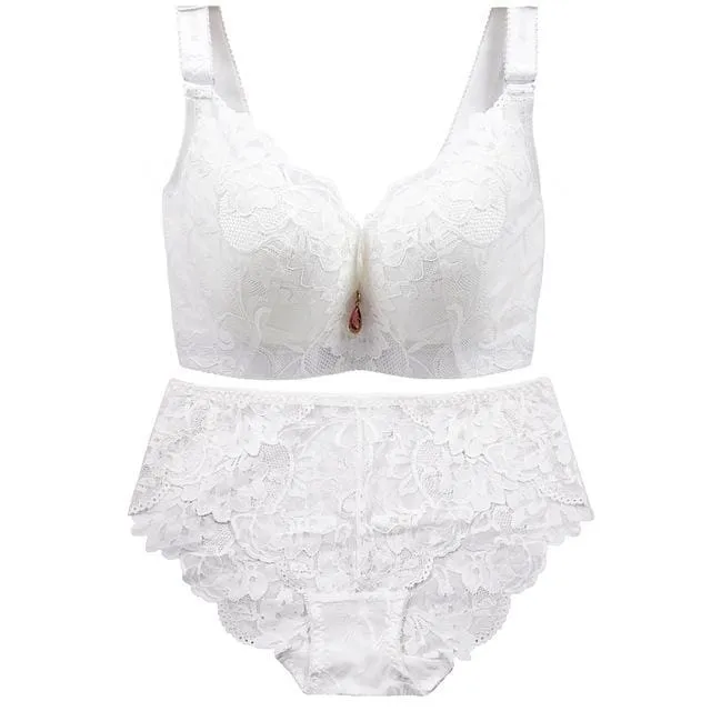 Plus Size Sexy Nylon-Polyester Push Up Bra and Panty Set