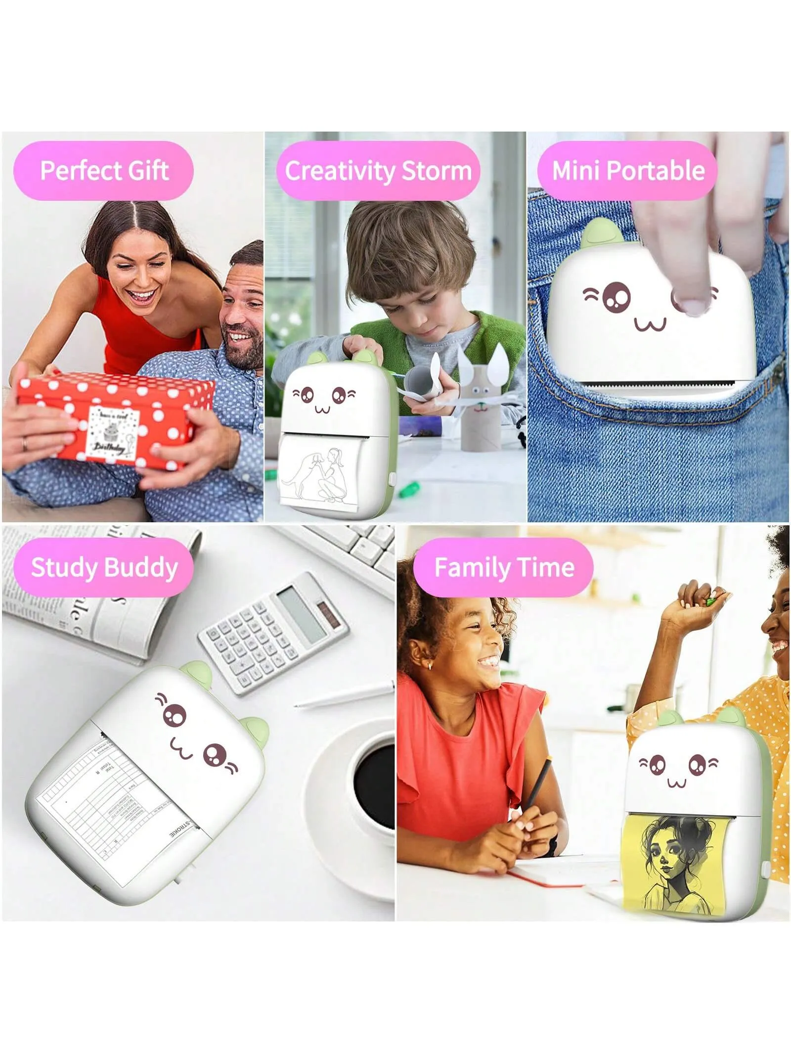 Pocket thermal printer|Holiday Gift Mini Portable Bluetooth Thermal Pocket Printer Set