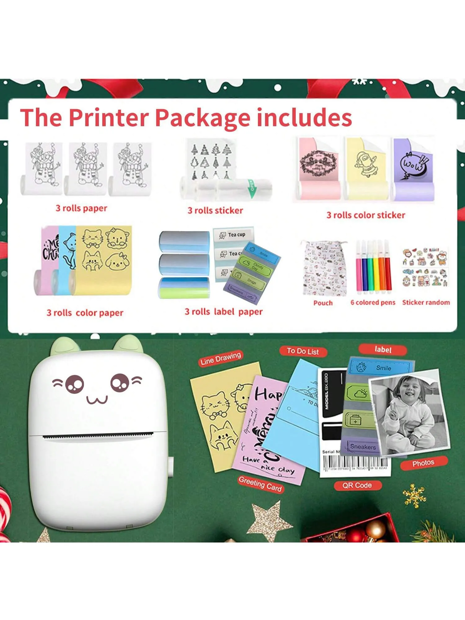 Pocket thermal printer|Holiday Gift Mini Portable Bluetooth Thermal Pocket Printer Set