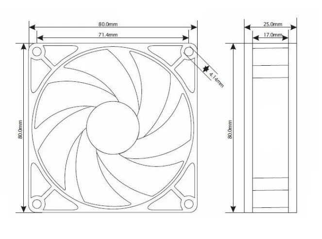 Pro Cool 80x80x25mm 3 Pin 12 Volt Thermistor Fan-SXT80