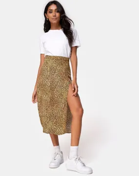 Saika Midi Skirt in Mini Tiger Brown