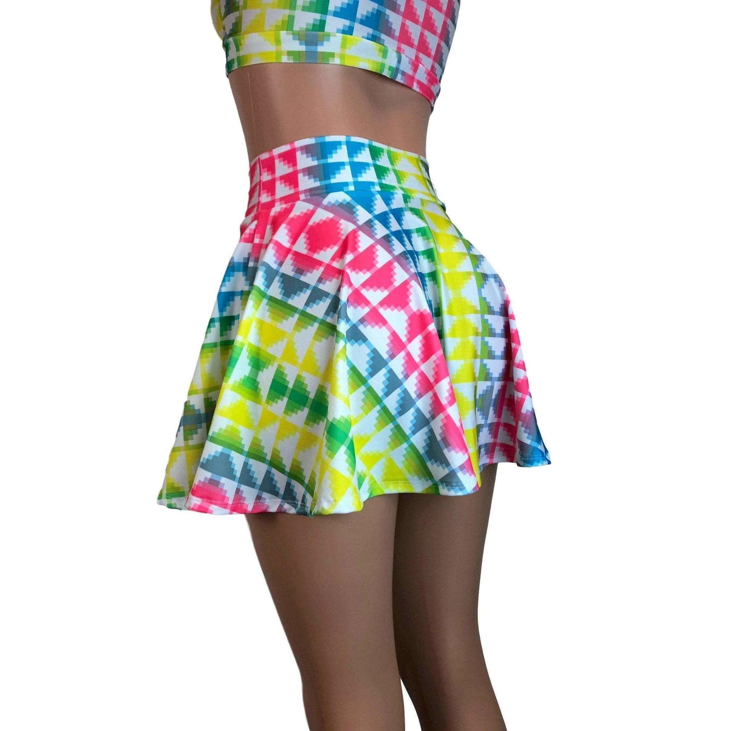 Skater Skirt - Neon Tetris