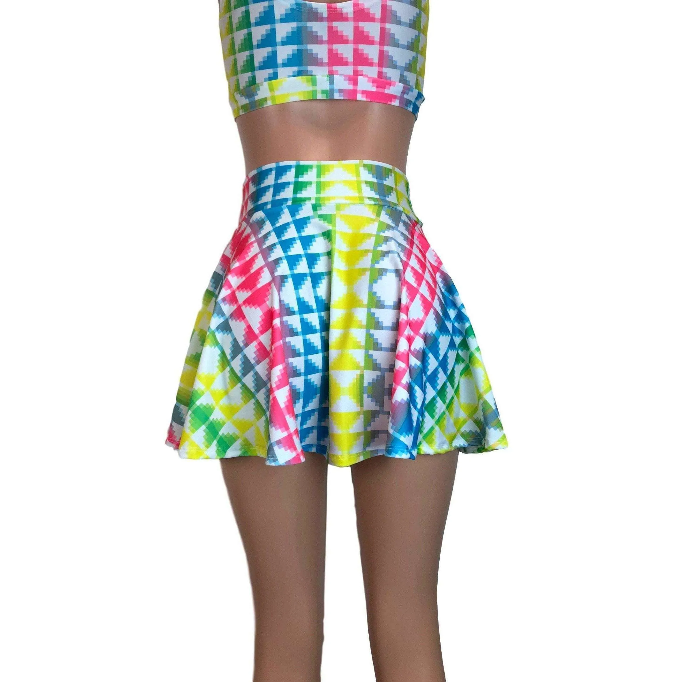 Skater Skirt - Neon Tetris