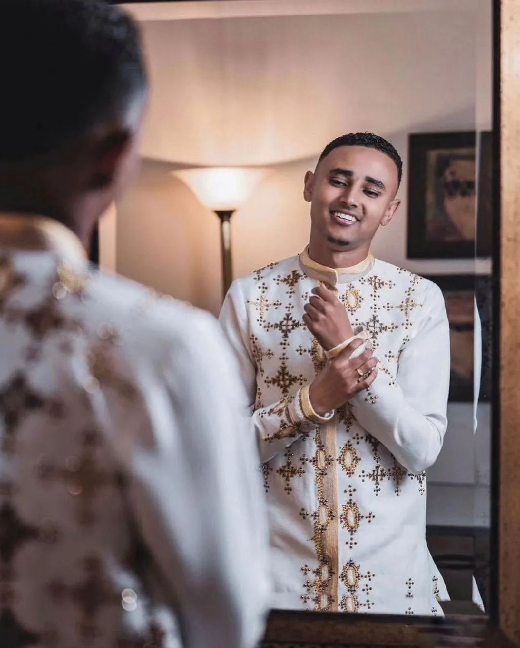 Sparkling Brown and Yellow Habesha Couples Outfit for Weddings Habesha Wedding Outfit Matching Couples Outfit