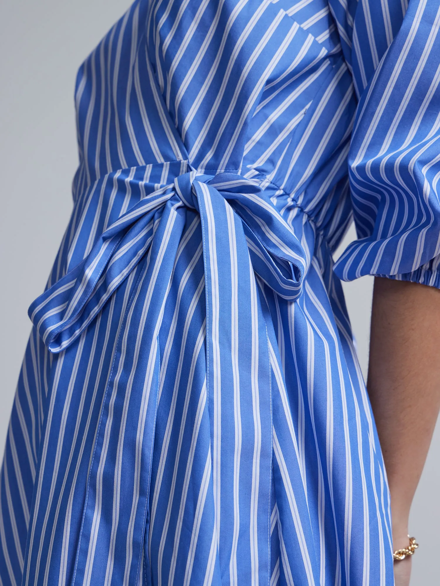 Striped Wrap Shirt Dress