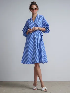 Striped Wrap Shirt Dress