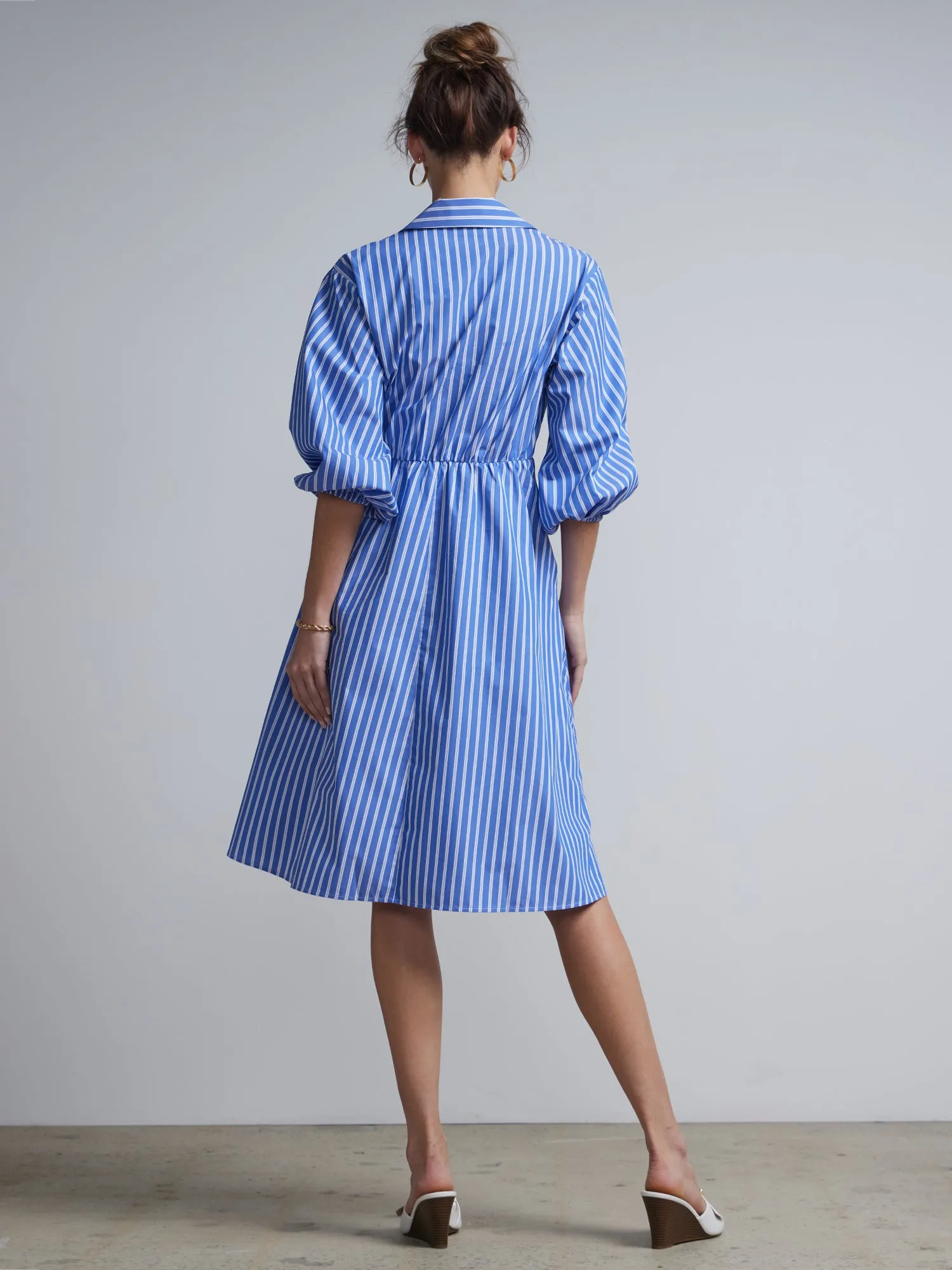 Striped Wrap Shirt Dress