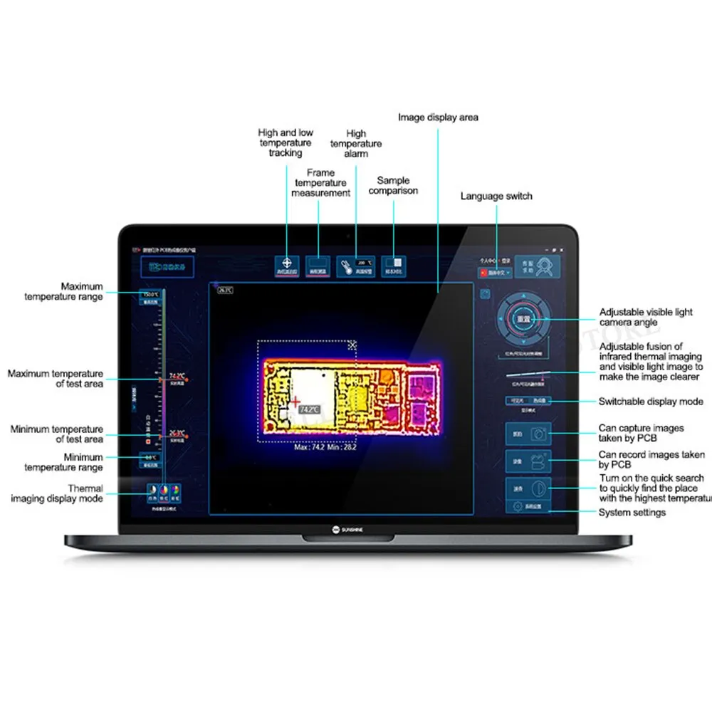 SUNSHINE TB-03 PCB Thermal Camera Diagnosis Instrument for Mobile Phone Motherboard Logicboard PCB Fault Imaging Machine