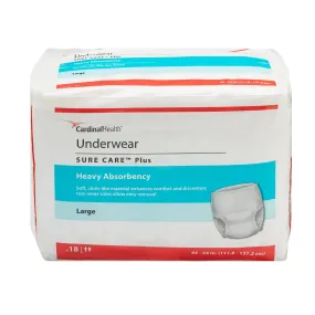 Sure Care Plus Heavy Absorbent Underwear, Large Case of 72