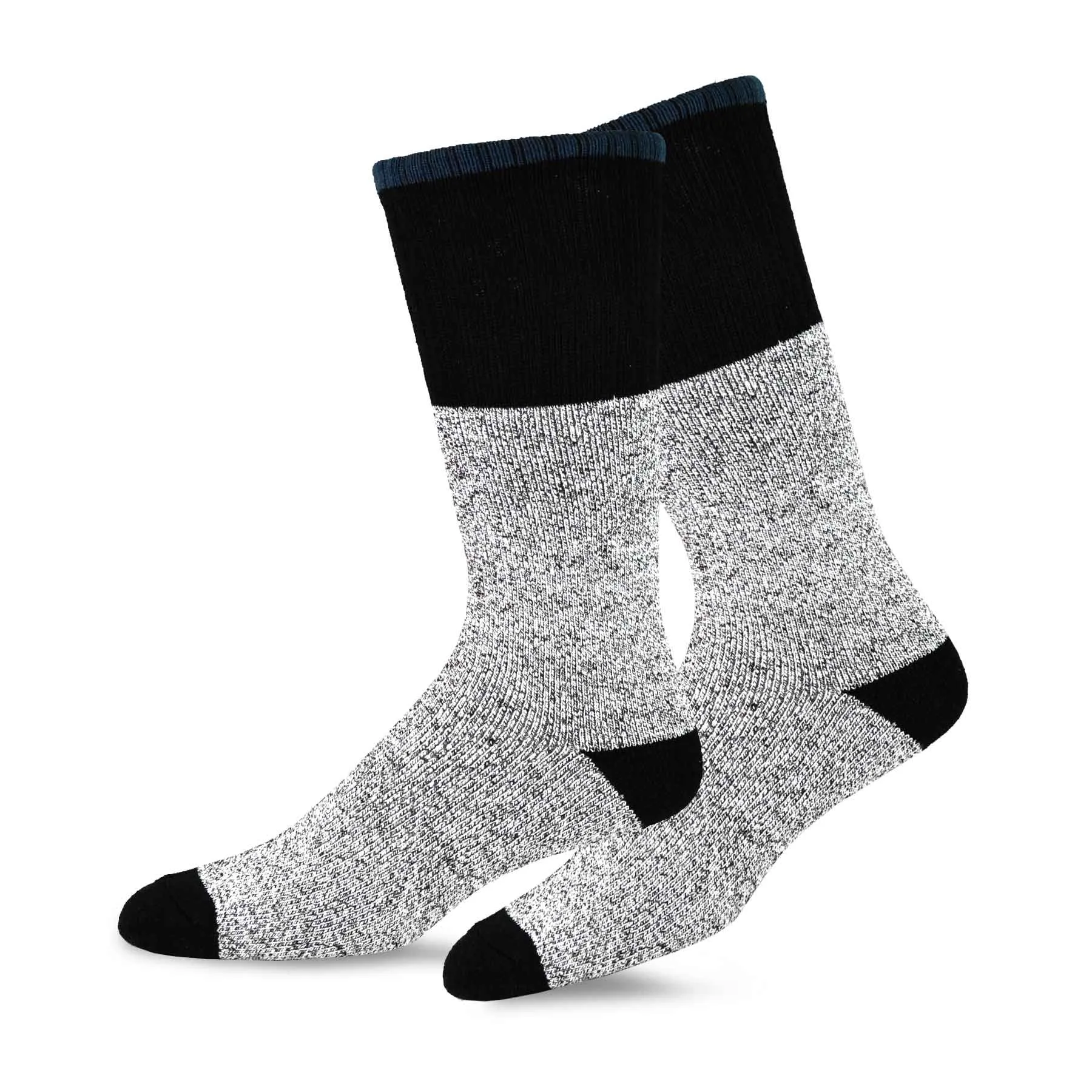TeeHee Socks Men's Thermal Cotton Crew Solid Black/Green 4-Pack (50766)