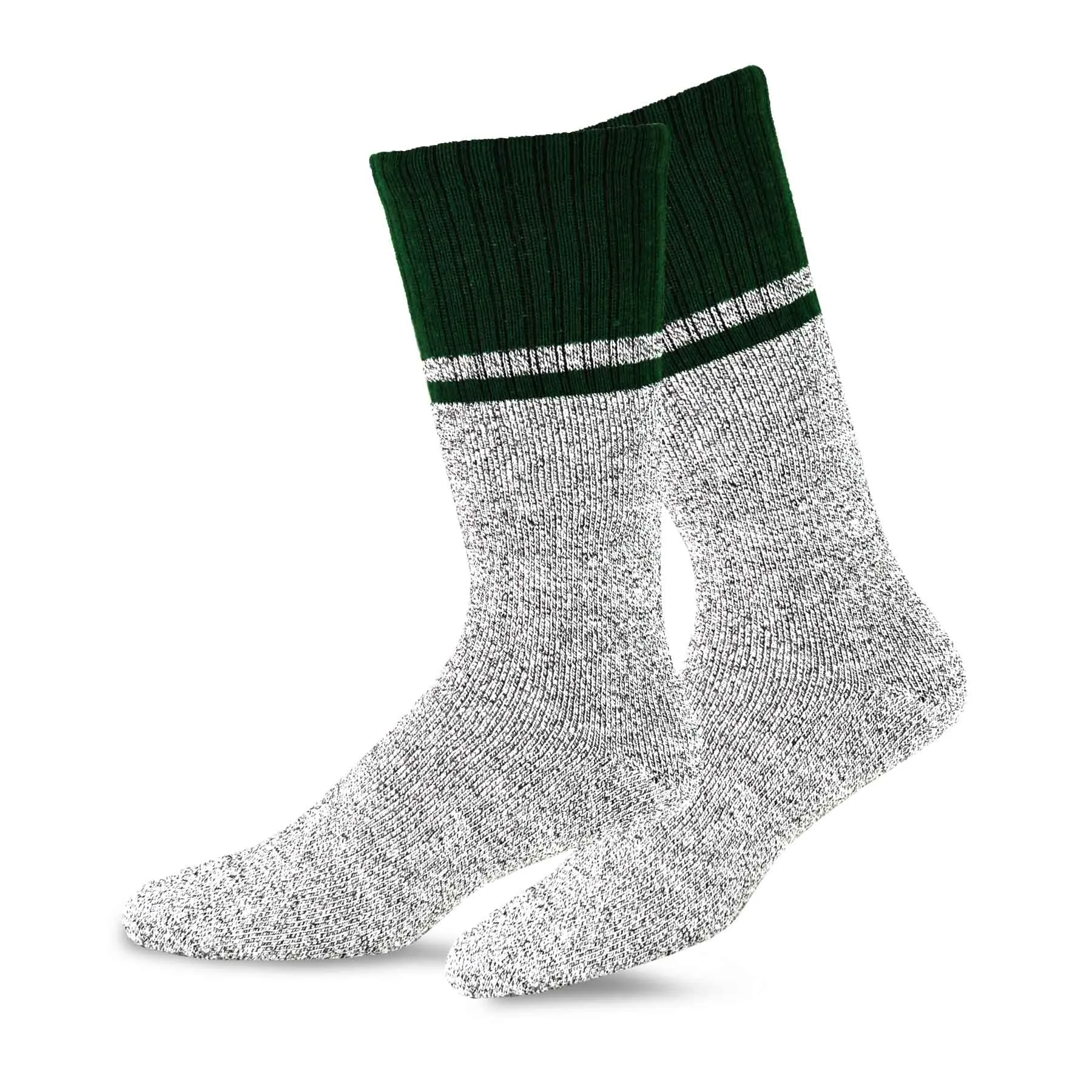 TeeHee Socks Men's Thermal Cotton Crew Solid Black/Green 4-Pack (50766)