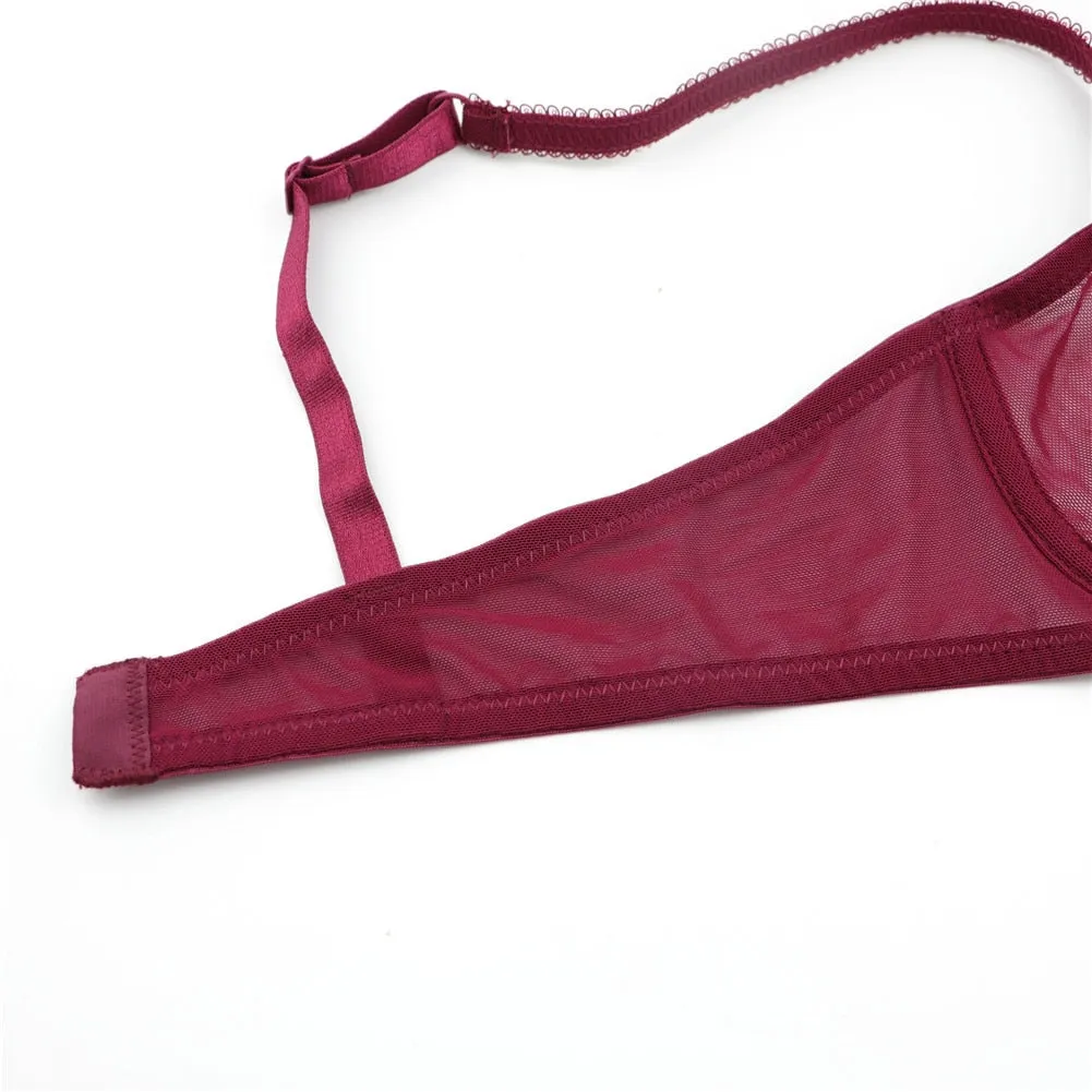 VenusFox Varsbaby Sexy See-Through Underwear Transparent High-Waist Briefs Yarn Bra And Panty Set