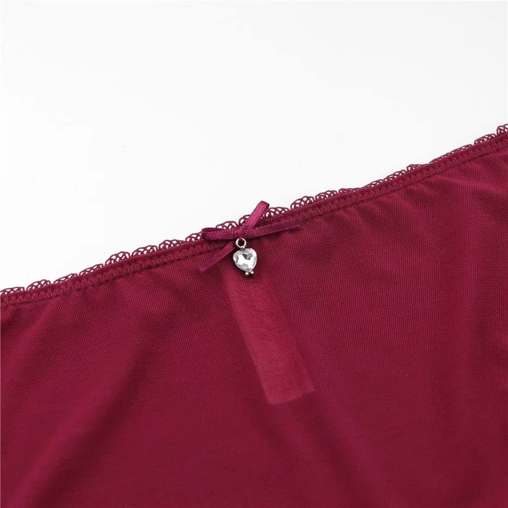 VenusFox Varsbaby Sexy See-Through Underwear Transparent High-Waist Briefs Yarn Bra And Panty Set