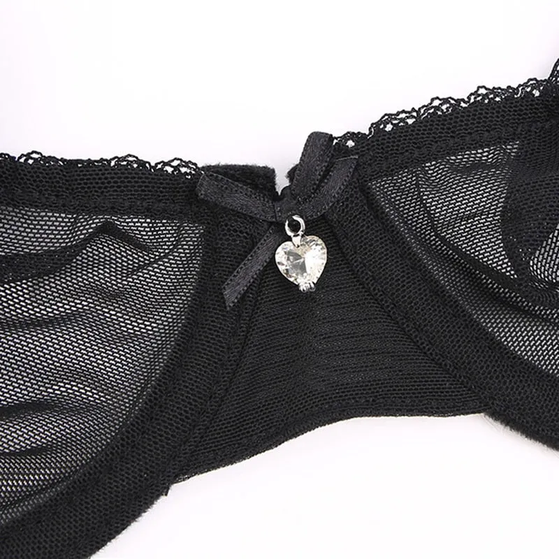 VenusFox Varsbaby Sexy See-Through Underwear Transparent High-Waist Briefs Yarn Bra And Panty Set