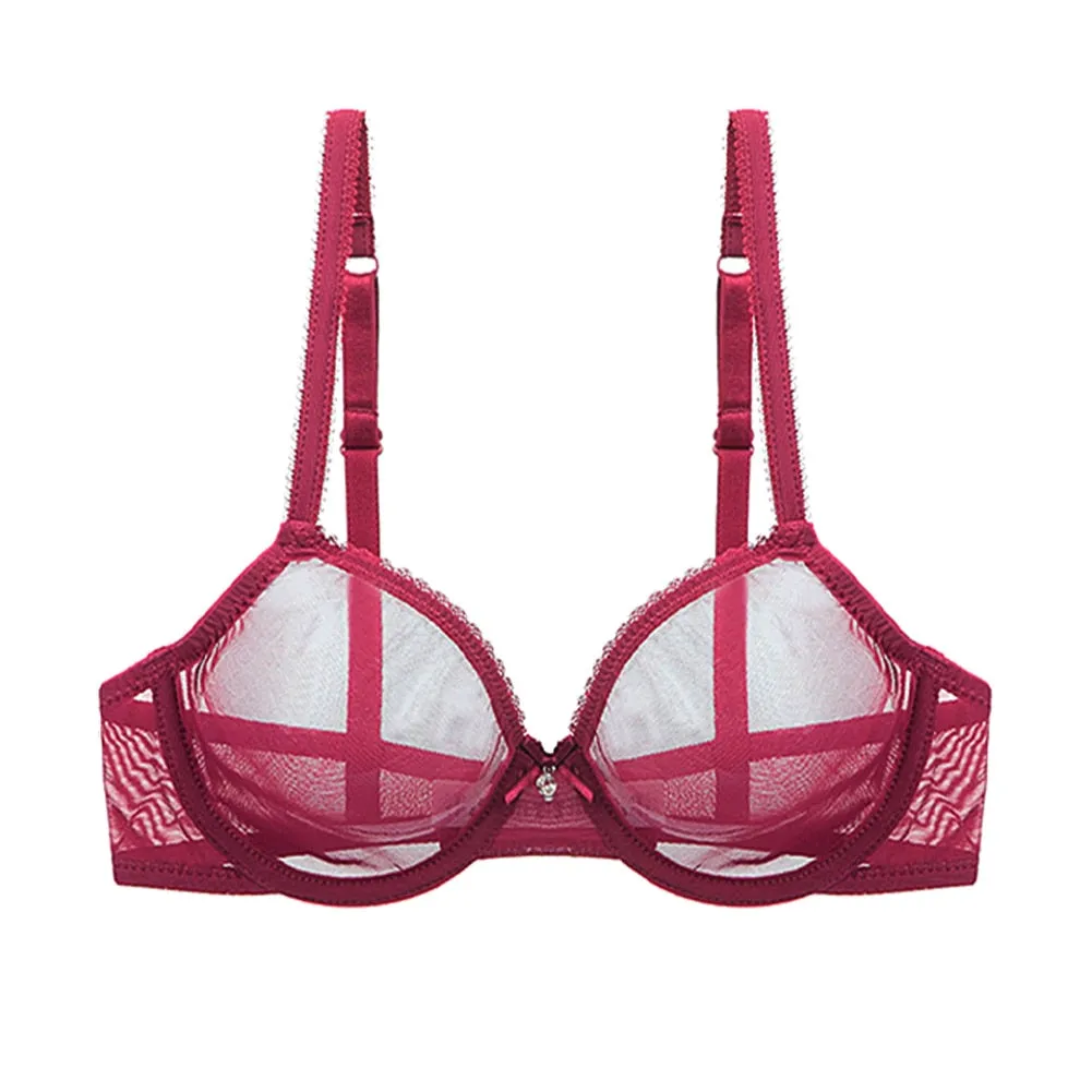 VenusFox Varsbaby Sexy See-Through Underwear Transparent High-Waist Briefs Yarn Bra And Panty Set