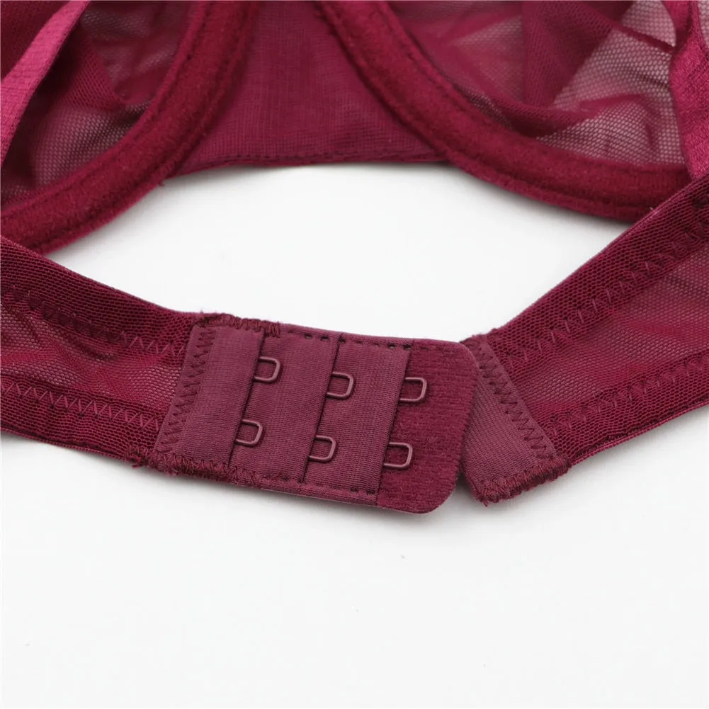 VenusFox Varsbaby Sexy See-Through Underwear Transparent High-Waist Briefs Yarn Bra And Panty Set