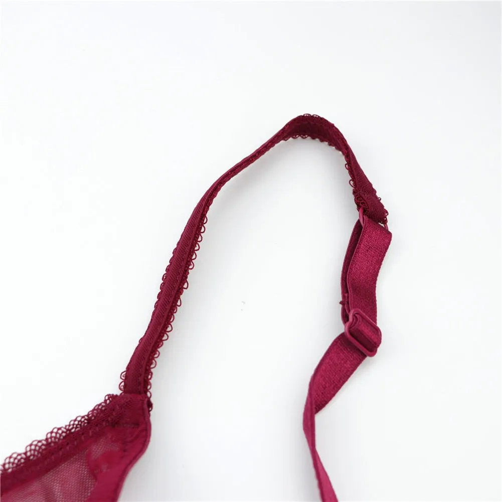 VenusFox Varsbaby Sexy See-Through Underwear Transparent High-Waist Briefs Yarn Bra And Panty Set