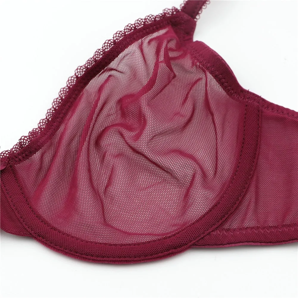 VenusFox Varsbaby Sexy See-Through Underwear Transparent High-Waist Briefs Yarn Bra And Panty Set