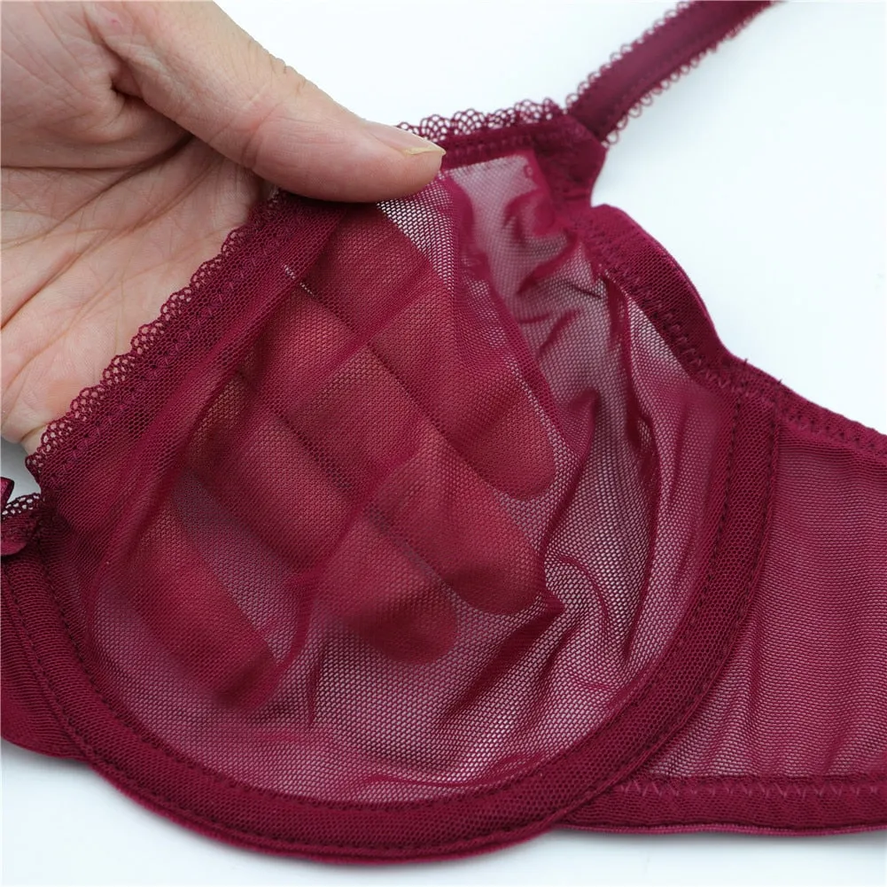 VenusFox Varsbaby Sexy See-Through Underwear Transparent High-Waist Briefs Yarn Bra And Panty Set