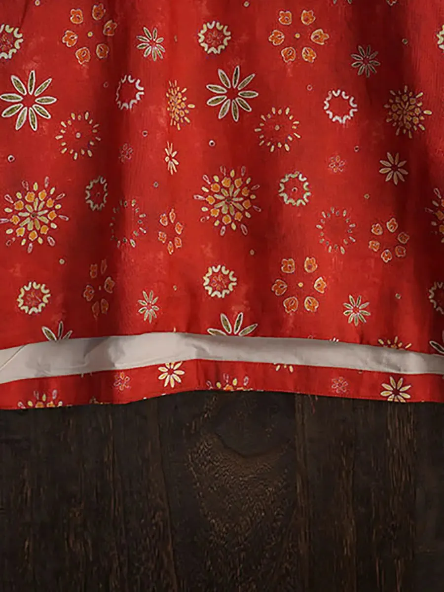 Women Floral Ramie Padded Coat
