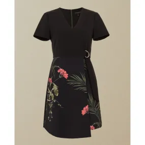 Women Mizalia-Highland Wrap Detail Skater Dress - Black