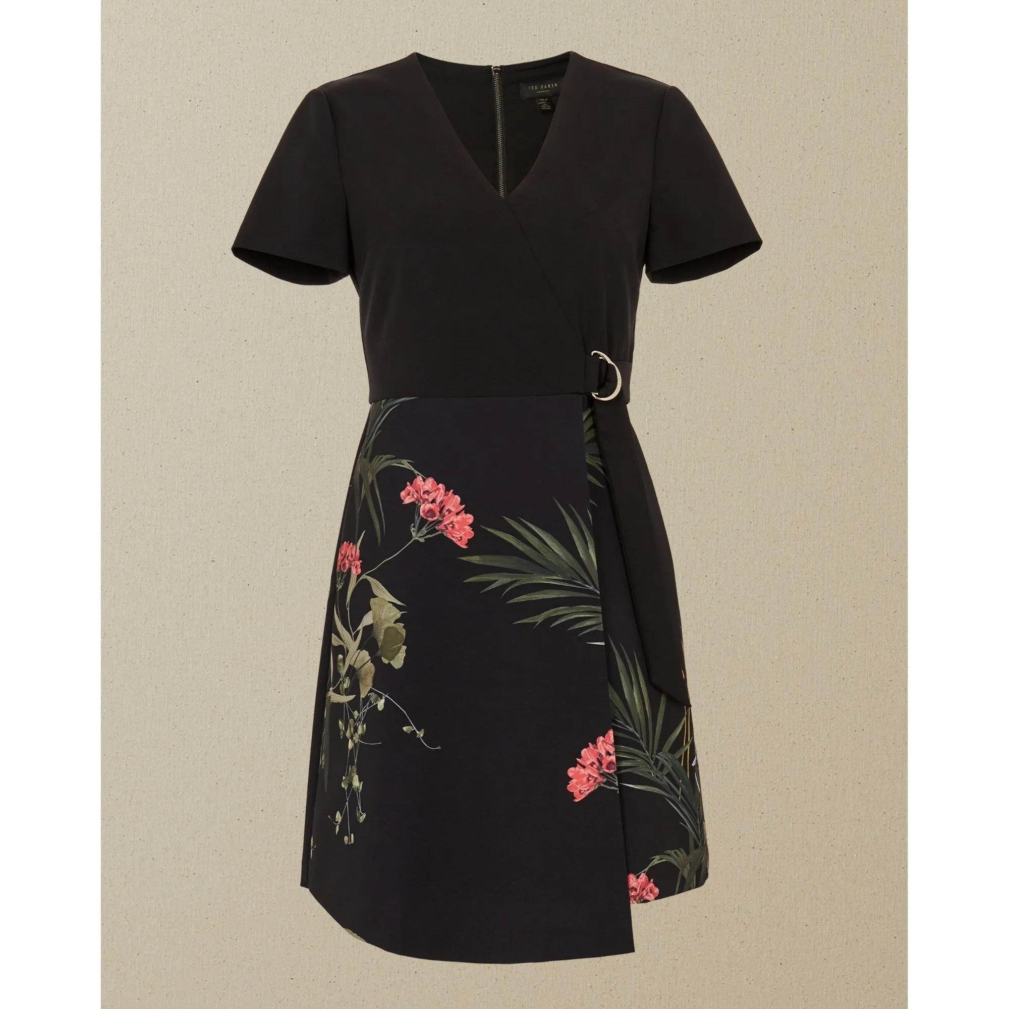 Women Mizalia-Highland Wrap Detail Skater Dress - Black