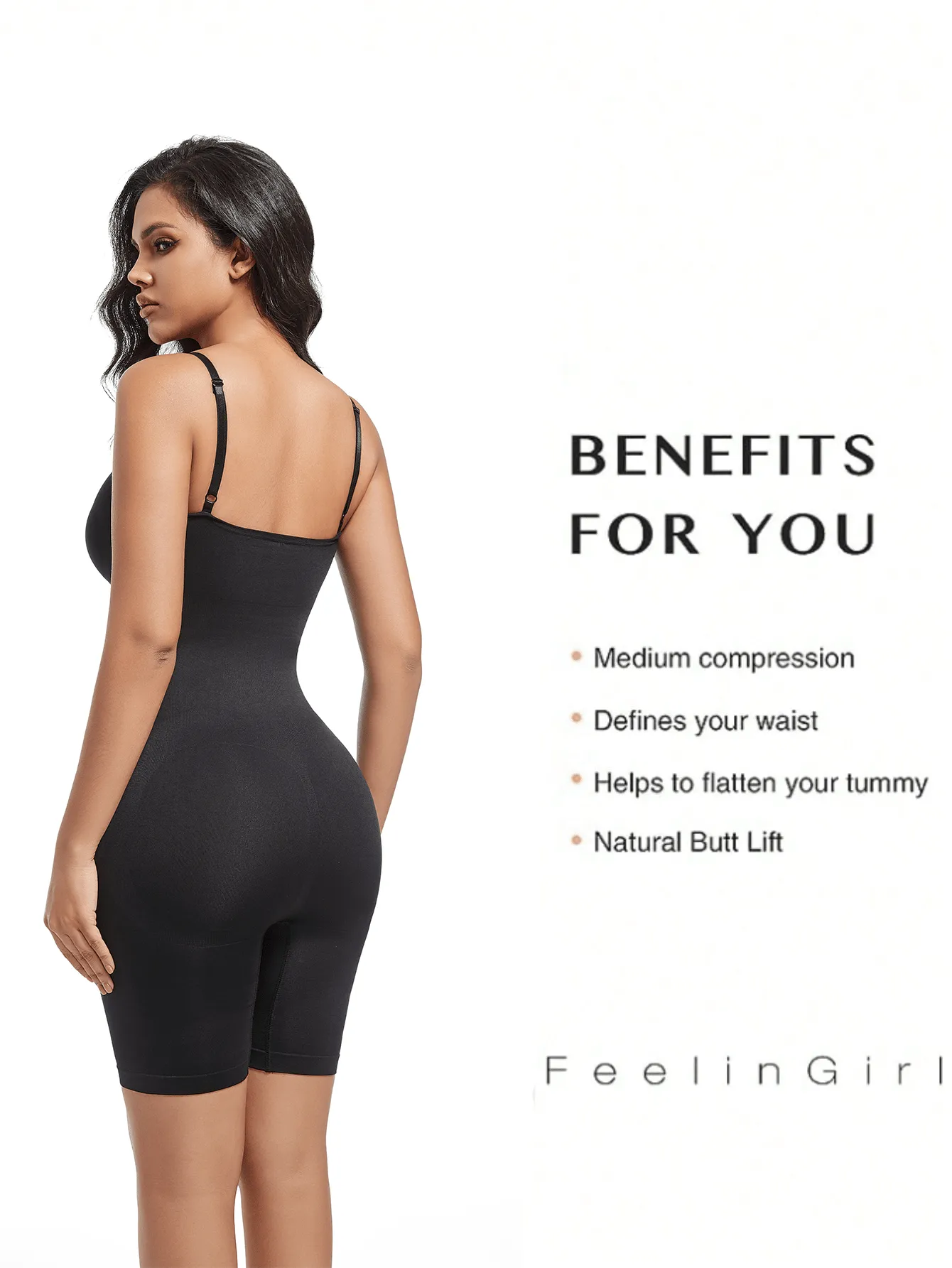 Women's Bodycon Shapewear Bodysuit with Tightening Straps & Full Chest