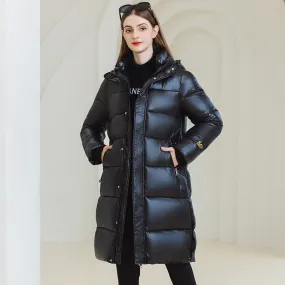 Women’s Long Hooded Winter Coat – Warm Cotton Jacket with Pockets for Cold Weather