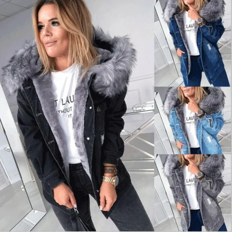 Wool collar cowboy splicing jacket