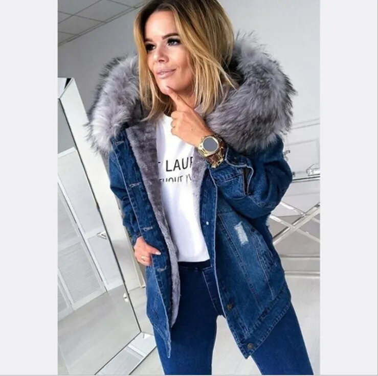 Wool collar cowboy splicing jacket
