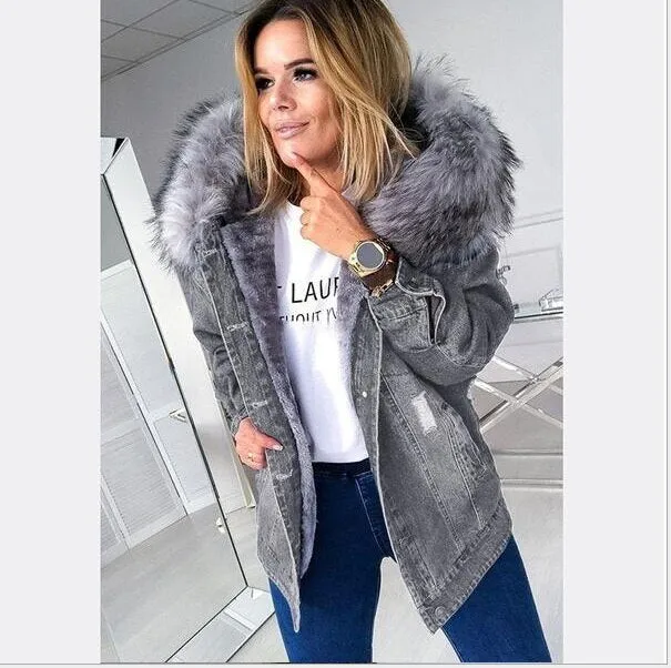 Wool collar cowboy splicing jacket
